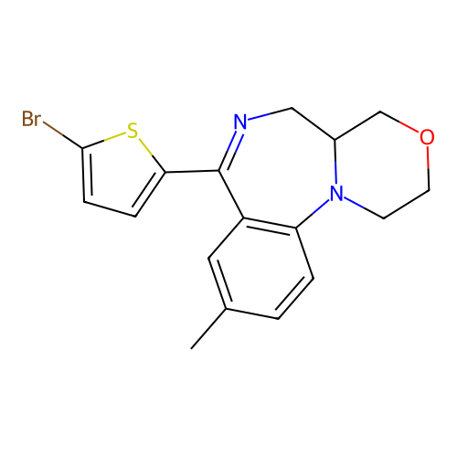 1,2,4,5-Tetrahydro-7-(5-bromo-2-thienyl)-9-methyl-4H-(1,4)oxazino(4,3-a)(1,4)benzodiazepine structure