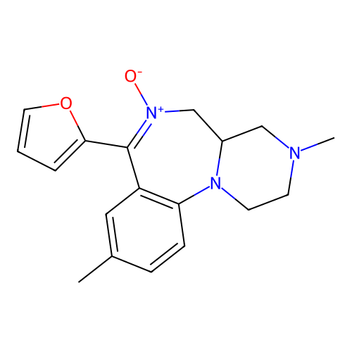Pyrazino(1,2-a)(1,4)benzodiazepine, 1,2,3,4,4a,5-hexahydro-3,9-dimethyl-7-(2-furanyl)-, 6-oxide structure
