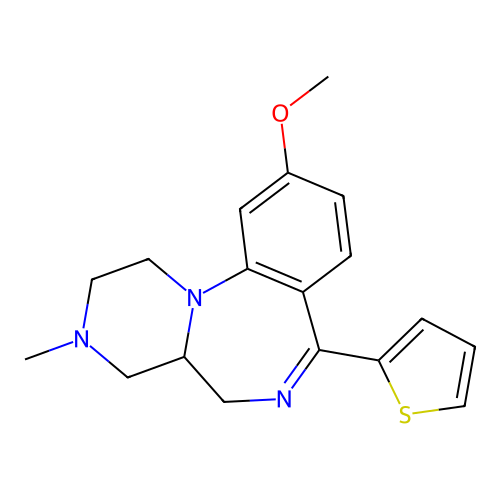 1,2,3,4,4a,5-Hexahydro-10-methoxy-3-methyl-7-(2-thienyl)pyrazino(1,2-a)(1,4)benzodiazepine structure
