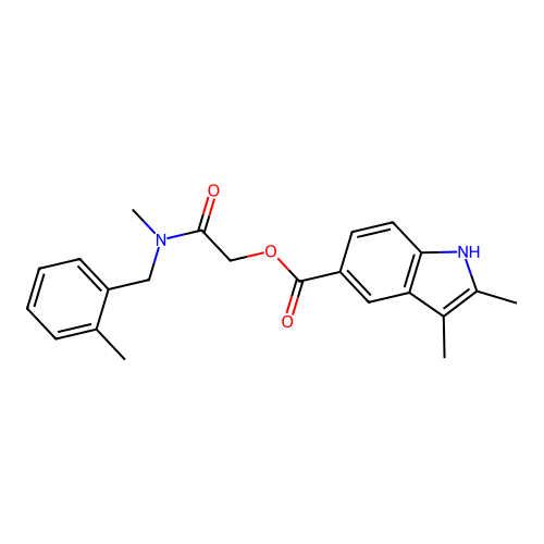 [2-[methyl-[(2-methylphenyl)methyl]amino]-2-oxoethyl] 2,3-dimethyl-1H-indole-5-carboxylate structure