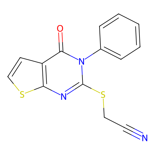 2-(4-Oxo-3-phenylthieno[2,3-d]pyrimidin-2-yl)sulfanylacetonitrile structure