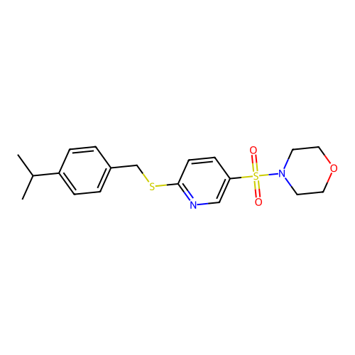 4-[6-[(4-Propan-2-ylphenyl)methylsulfanyl]pyridin-3-yl]sulfonylmorpholine structure