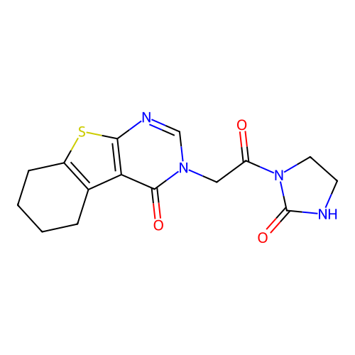 3-(2-oxo-2-(2-oxoimidazolidin-1-yl)ethyl)-5,6,7,8-tetrahydrobenzo[4,5]thieno[2,3-d]pyrimidin-4(3H)-one structure