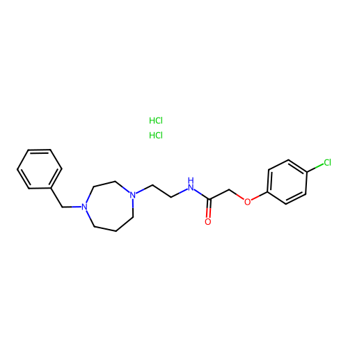 Acetamide, 2-(4-chlorophenoxy)-N-(2-(hexahydro-4-(phenylmethyl)-1H-1,4-diazepin-1-yl)ethyl)-,dihydrochloride structure