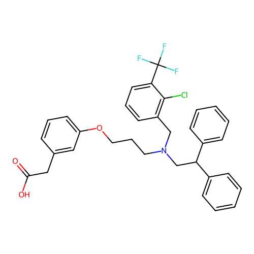 3-(3-(N-(2-Chloro-3-trifluoromethylbenzyl)(2,2-diphenylethyl)amino)propoxy)phenylacetic acid structure