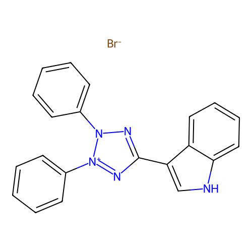 2H-Tetrazolium, 2,3-diphenyl-5-(1H-indol-3-yl)-, bromide structure