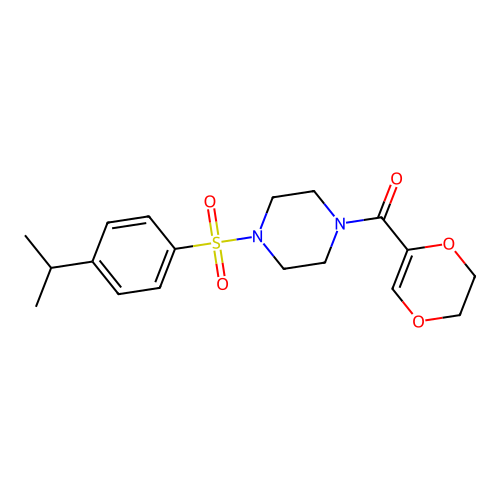 2,3-dihydro-1,4-dioxin-5-yl-[4-(4-propan-2-ylphenyl)sulfonylpiperazin-1-yl]methanone structure