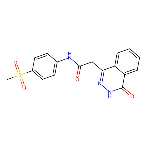 N-(4-methanesulfonylphenyl)-2-(4-oxo-3,4-dihydrophthalazin-1-yl)acetamide structure