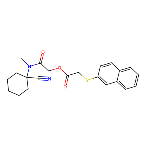 [(1-Cyanocyclohexyl)(methyl)carbamoyl]methyl 2-(naphthalen-2-ylsulfanyl)acetate structure