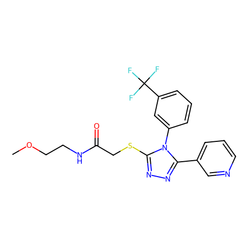 N-(2-methoxyethyl)-2-{[5-(pyridin-3-yl)-4-[3-(trifluoromethyl)phenyl]-4H-1,2,4-triazol-3-yl]sulfanyl}acetamide structure