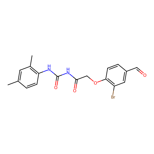 2-(2-bromo-4-formylphenoxy)-N-[(2,4-dimethylphenyl)carbamoyl]acetamide structure