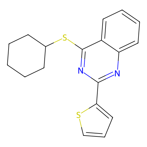 4-Cyclohexylthio-2-(2-thienyl)quinazoline structure