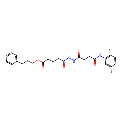 3-phenylpropyl 5-(2-{4-[(2,5-dimethylphenyl)amino]-4-oxobutanoyl}hydrazino)-5-oxopentanoate structure