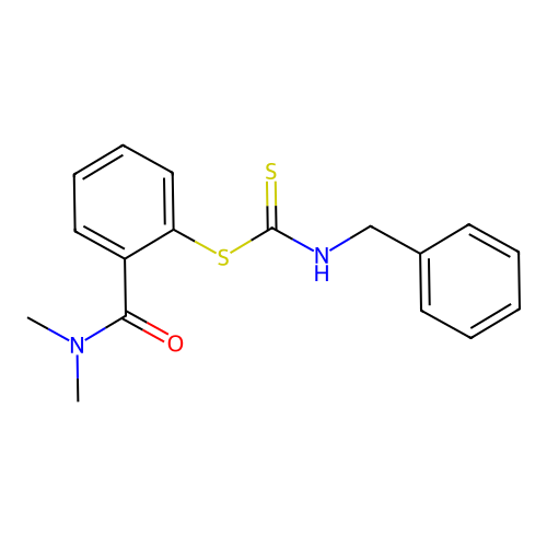 2-(Dimethylcarbamoyl)phenyl benzylcarbamodithioate structure