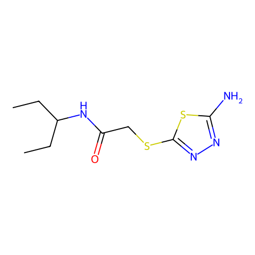 2-[(5-Amino-1,3,4-thiadiazol-2-yl)thio]-N-(1-ethylpropyl)acetamide structure