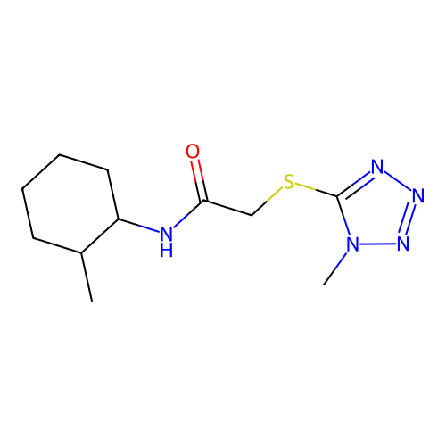 N-(2-methylcyclohexyl)-2-(1-methyltetrazol-5-yl)sulfanylacetamide structure