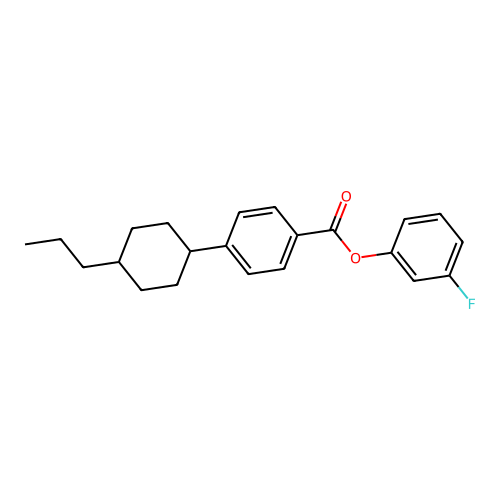 Benzoic acid, 4-(4-propylcyclohexyl)-, 3-fluorophenyl ester structure