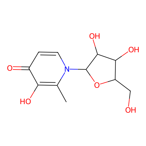 3-Hydroxy-2-methyl-1-pentofuranosylpyridin-4(1H)-one structure