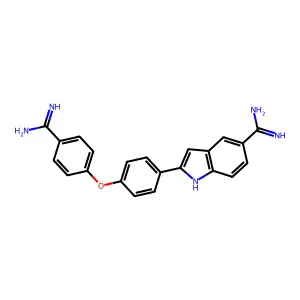 1H-Indole-5-carboximidamide, 2-(4-(4-(aminoiminomethyl)phenoxy)phenyl)- structure