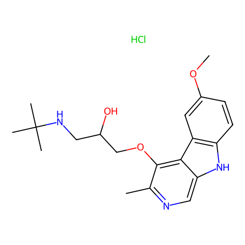 5-(3-tert-Butylamino-2-hydroxypropoxy)-4-methyl-7-methoxypyrido(3,4-b)indole chlorhydrate structure