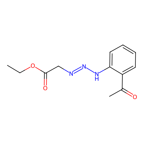 Ethyl [(1E)-3-(2-acetylphenyl)triaz-1-en-1-yl]acetate structure