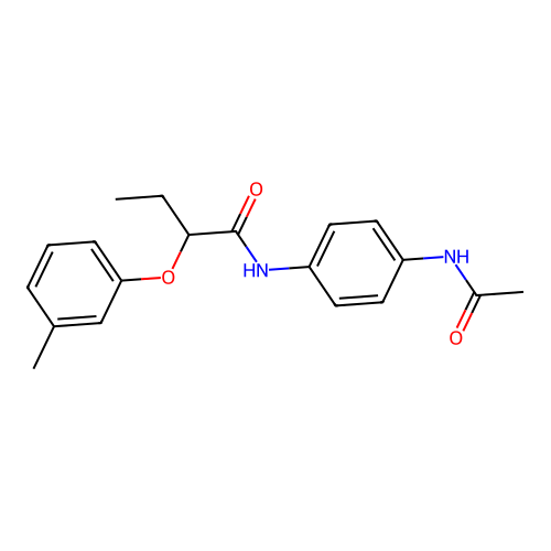 N-[4-(acetylamino)phenyl]-2-(3-methylphenoxy)butanamide structure