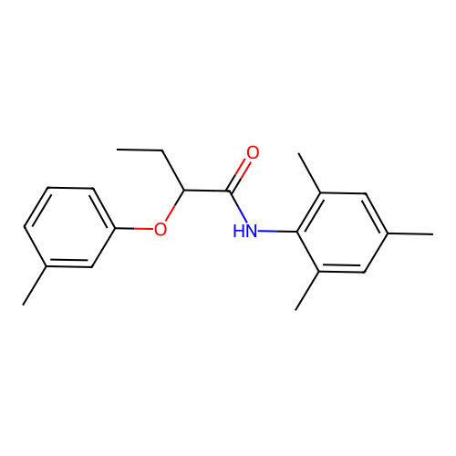 2-(3-methylphenoxy)-N-(2,4,6-trimethylphenyl)butanamide structure