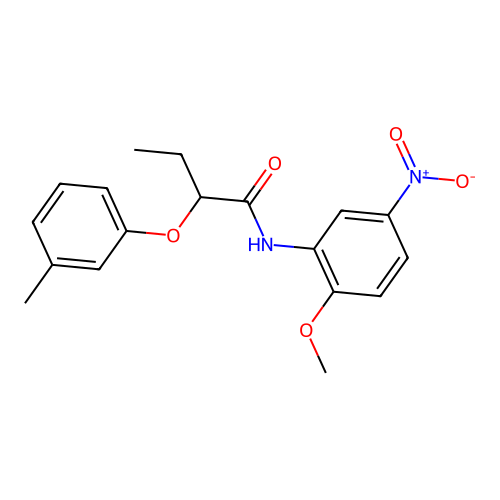 N-(2-methoxy-5-nitrophenyl)-2-(3-methylphenoxy)butanamide structure
