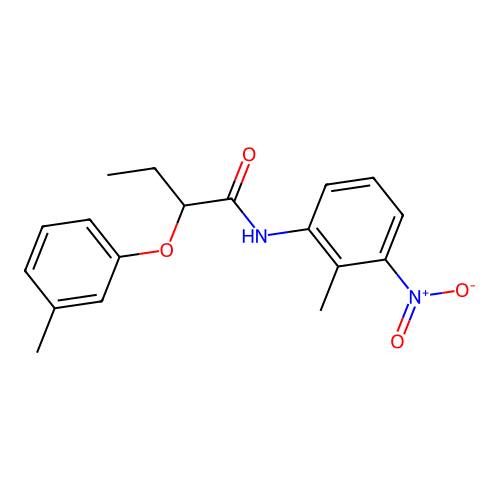 N-(2-methyl-3-nitrophenyl)-2-(3-methylphenoxy)butanamide structure