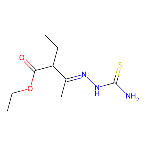 Ethyl 3-(carbamothioylhydrazinylidene)-2-ethylbutanoate structure