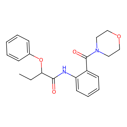 N-[2-(4-morpholinylcarbonyl)phenyl]-2-phenoxybutanamide structure