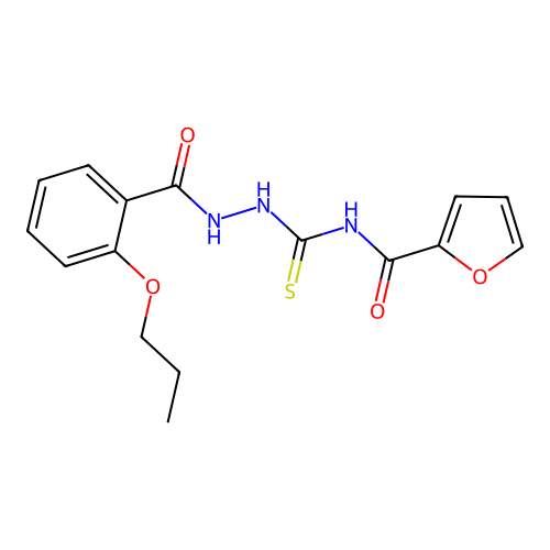 N-({2-[(2-propoxyphenyl)carbonyl]hydrazinyl}carbonothioyl)furan-2-carboxamide structure