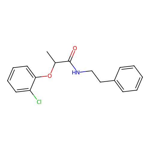 2-(2-chlorophenoxy)-N-(2-phenylethyl)propanamide structure