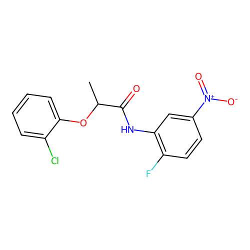 2-(2-chlorophenoxy)-N-(2-fluoro-5-nitrophenyl)propanamide structure