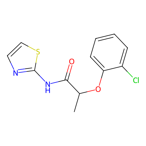 2-(2-chlorophenoxy)-N-(1,3-thiazol-2-yl)propanamide structure