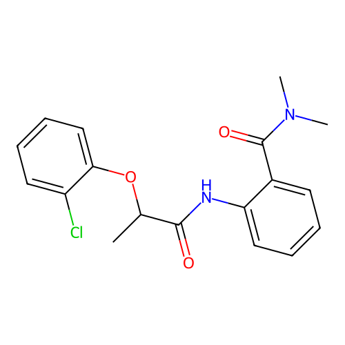 2-{[2-(2-chlorophenoxy)propanoyl]amino}-N,N-dimethylbenzamide structure
