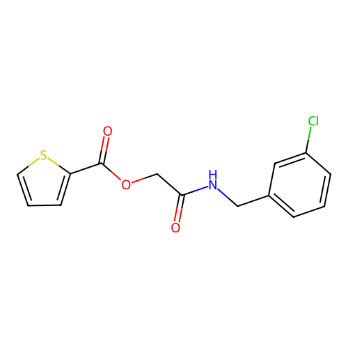 {[(3-Chlorophenyl)methyl]carbamoyl}methyl thiophene-2-carboxylate structure