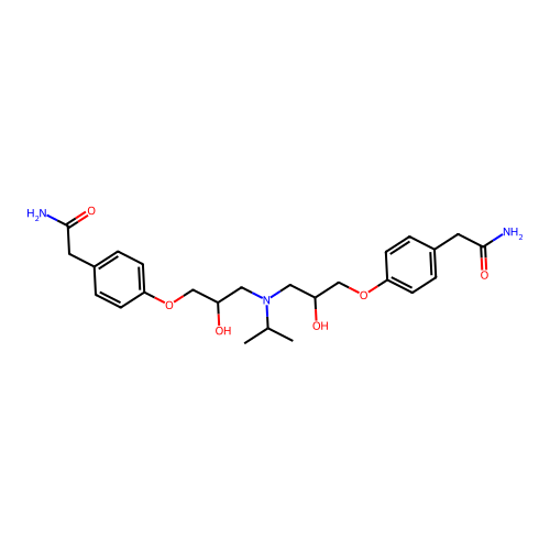 N-Isopropyl-N,N-bis(3-(4-(2-amino-2-oxoethyl)phenoxy)-2-hydroxyprop-1-yl)amine structure