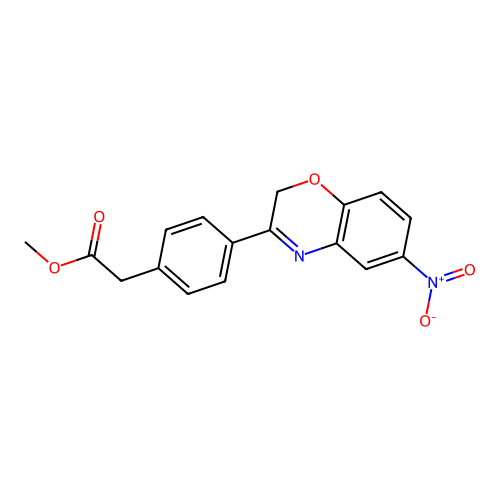 Benzeneacetic acid, 4-(6-nitro-2H-1,4-benzoxazin-3-yl)-, methyl ester structure