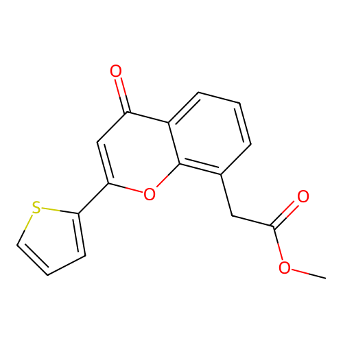 Methyl [4-oxo-2-(thiophen-2-yl)-4H-1-benzopyran-8-yl]acetate structure