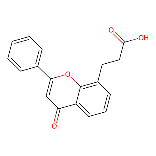 3-(4-Oxo-2-phenyl-4H-1-benzopyran-8-yl)propanoic acid structure
