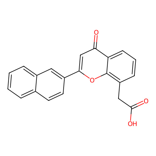 [2-(Naphthalen-2-yl)-4-oxo-4H-1-benzopyran-8-yl]acetic acid structure