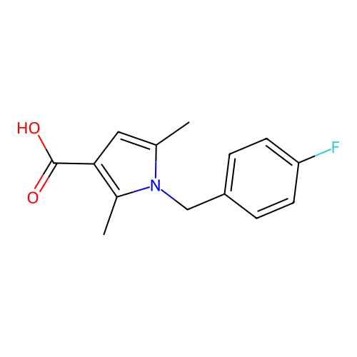 1-(4-fluorobenzyl)-2,5-dimethyl-1H-pyrrole-3-carboxylic acid structure
