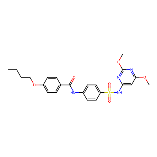 4-butoxy-N-[4-[(2,6-dimethoxypyrimidin-4-yl)sulfamoyl]phenyl]benzamide structure