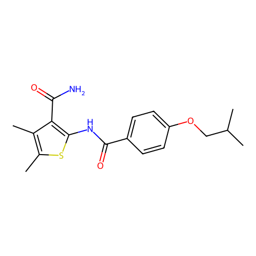2-[(4-Isobutoxybenzoyl)amino]-4,5-dimethyl-3-thiophenecarboxamide structure