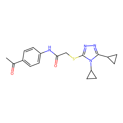 N-(4-acetylphenyl)-2-[(4,5-dicyclopropyl-1,2,4-triazol-3-yl)sulfanyl]acetamide structure