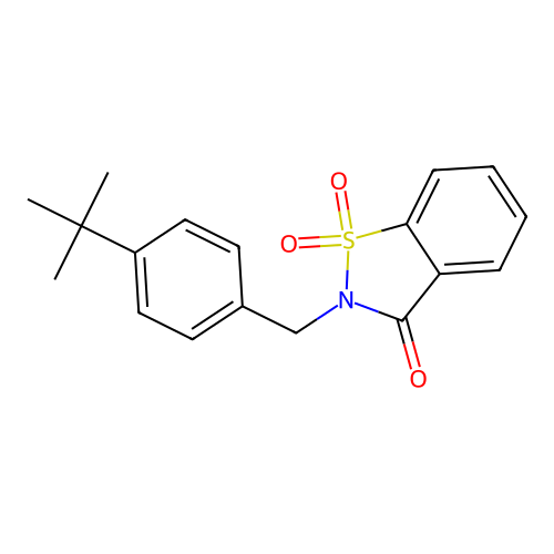 2-[(4-Tert-butylphenyl)methyl]-1,1-dioxo-1,2-benzothiazol-3-one structure