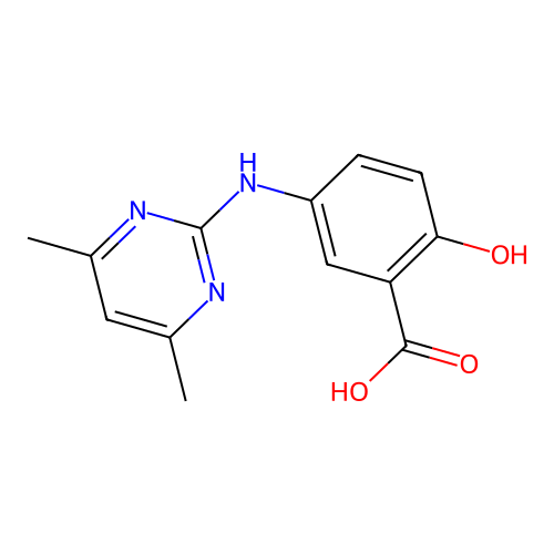 5-[(4,6-Dimethylpyrimidin-2-yl)amino]-2-hydroxybenzoic acid structure