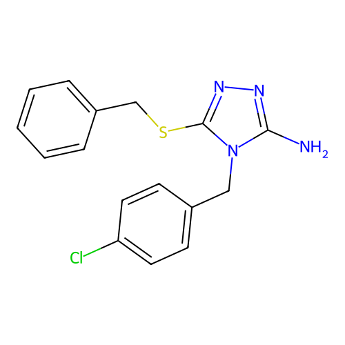 5-Benzylsulfanyl-4-[(4-chlorophenyl)methyl]-1,2,4-triazol-3-amine structure