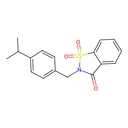 1,1-Dioxo-2-[(4-propan-2-ylphenyl)methyl]-1,2-benzothiazol-3-one structure